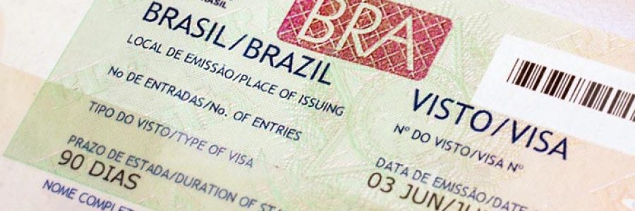 Imagem de um visto para o Brasil com validade de 90 dias, mostrando informações como data de emissão, tipo de visto e local de emissão.
